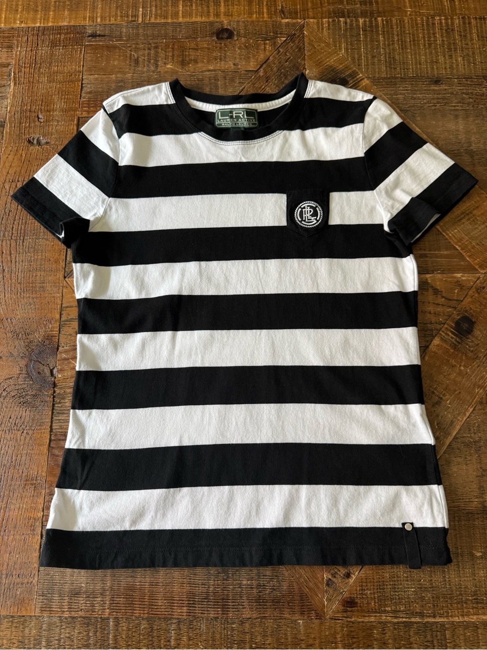 Ralph Lauren Black & White Striped Short Sleeve Tee Size Small